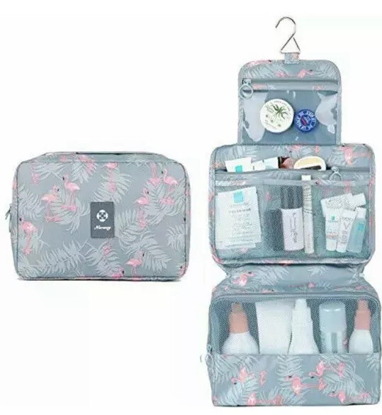 Hanging Travel Toiletry Bag Cosmetic Make up Organizer for Women A Flamingo-1