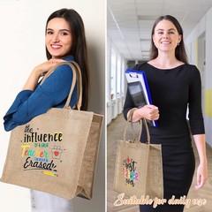4 Pcs Teacher Appreciation Gift Jute Teacher Tote Bag Rainbow Teacher Gift fo…