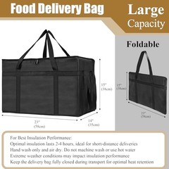 Insulated Bags for Food Delivery, XXXL Pizza Delivery Bags, XXX-Large 1 Black