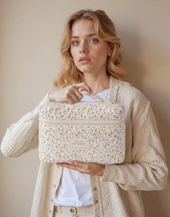 HBselect Quilted Makeup Bag, 3PCS Cotton Large Travel A-3PCS-Floral 17