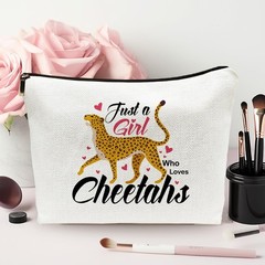 Zengzetong lnfinite Cheetah Makeup Bag Cosmetic Gifts White