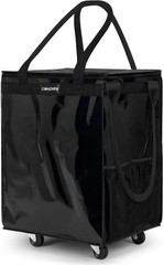 Foldable Rolling Utility Tote Medium Black Zipper