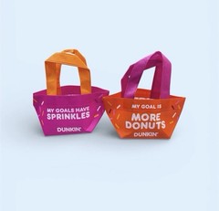 Dunkin’ Foldable Tote Bags Set, Non-Woven Fabric, Pink , Modern