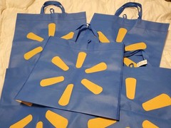 5 Lot Nos XLarge Walmart Reusable Shopping Bags Set Blue Crafts Tools 18″ X 17″