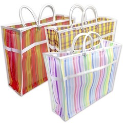 Assorted Colors High Thread Mesh Mexican Market Reusable Bags 13×15 In 3 Pack