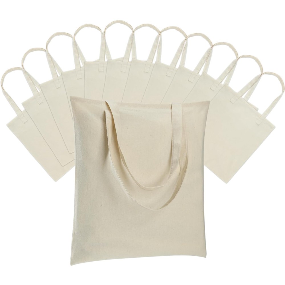 12 Pack Canvas Tote Bag – Lightweight Thin Tote Bags Bulk Blank Shopping Reus…