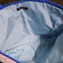 Lancôme Paris Pattern Reusable Tote Bag Blue Pink White 15x17x14 in