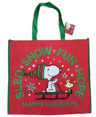 Snoopy & Woodstock Christmas🎄 X-Large Reusable Shopping Gift Bag with Handle 🆕
