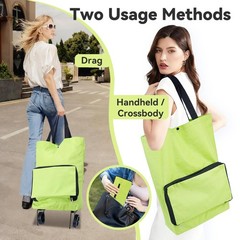 Collapsible Shopping Grocery Bag with Wheels Rolling Tote Bag with Wheels Lar…