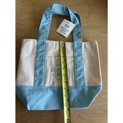 Trader Joe’s Mini Blue Pastel Canvas Tote Bag Limited Release NWT