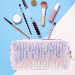 CALLARON Glitter Makeup Bag – 8inch Portable 21.00X10.00X6.50CM, Purple