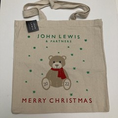 John Lewis Merry Christmas Bag Teddy Bear 2022 Holiday Cotton Waitrose New Tote