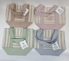 ORIGINAL TRADER JOE’S PASTEL STRIPE MINI TOTE CANVAS BAG SET BRAND NEW