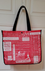 Lululemon Athletica Shopping Bag Large Red and White 15x14x6