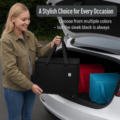 2-Pack Xl-Large Insulated Grocery Shopping Bags, Red, Reusable, Heavy Duty, Z…