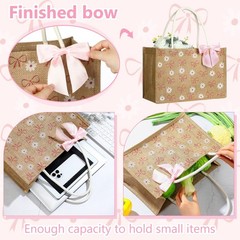 12 Pcs Coquette Bow Burlap Tote Bags with Handle Set, Daisy Flower Reusable B…