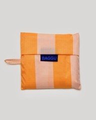 NEW! Baggu STANDARD BAG in “Tangerine Wide Stripe” Recyc. Nylon SOLD OUT + RARE