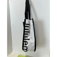 Lululemon Small Reusable Shopping Bag Black White SnapClosure Eco