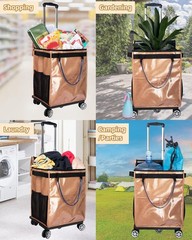 Reusable Grocery Bags on Wheels, Rolling Tote Bag, Portable Shopping Cart for…