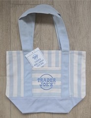 Trader Joe’s Limited Mini Canvas Pastel Striped Tote Bag 2026 Light Blue