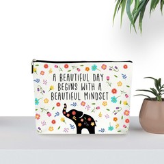 ZYQFN Elephant Cosmetic Makeup Bags, Daily Positive Affirmations for White