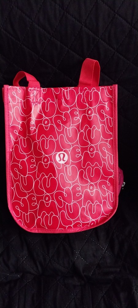 Lululemon Reusable Large Shopping Tote Bag Red New Pattern 14” X 16.5” X6.5”