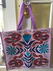 Snake Python Reptile Floral Design~Shopping Bag Reusable Tote Bag~Marshalls NEW