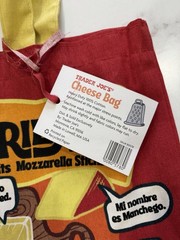 Trader Joe’s Cotton Cheese Bag Reusable Shopping Tote Red Yellow Reinforced