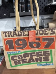 Trader Joe’s Jute Bag Reusable | 1967 Pasadena Coffee Beans Premium Roast New