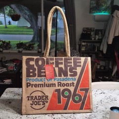 Trader Joe’s 1967 Pasadena Coffee Beans Jute Reusable Tote Bag 14x13x8