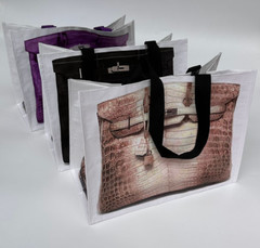 Reusable Designer Inspired Grocery Tote with Purple Croc Bag Print MSRP $89 NEW