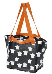 IKEA Halloween Ghost Black White Orange Reusable Shopping Tote Bag 10x10x4 NWT