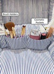 Vastra Looms Block Print Makeup Bag Quilted Pouch, Travel Toiletry Pink