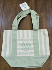 Trader Joe’s Mini Pastel Stripe Canvas Tote Bag Limited Edition, GREEN