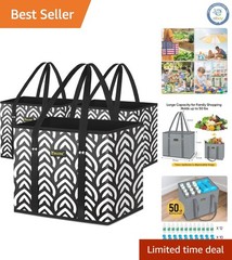 Spacious 3-Pack Foldable Shopping Bags with Reinforced Bottom – Honeysuckle Chic