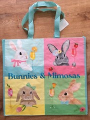 Easter Spring~Bunny & Mimosas~Rabbits Gift Reusable Tote Homegoods Shopping Bag