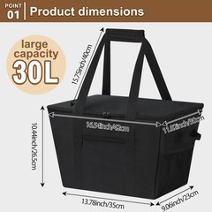 Insulated Grocery Bags Removable Bottom Board Zippered Top Drawstring Cooler