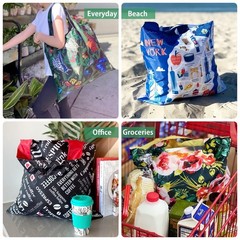 Allybag Foldable & Lightweight Reusable Grocery Bag, 3 Pack, Leopard and Porc…