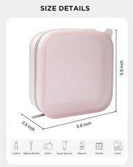 Small Clear Silicone Pouch, Mini Makeup Travel Bag Cute Make up 2-Light Pink