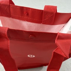 Lululemon Shopping Tote Reusable Bag Red And White 12″x9″ Snap Button