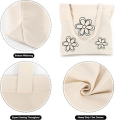Canvas Tote Bag, 6 Pack Cotton Heavy Duty Handy Reusable Washable Grocery Sho…
