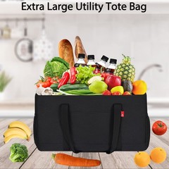 Extra Large Utility Tote Bag Foldable Reusable Grocery Bags with Metal Wire F…