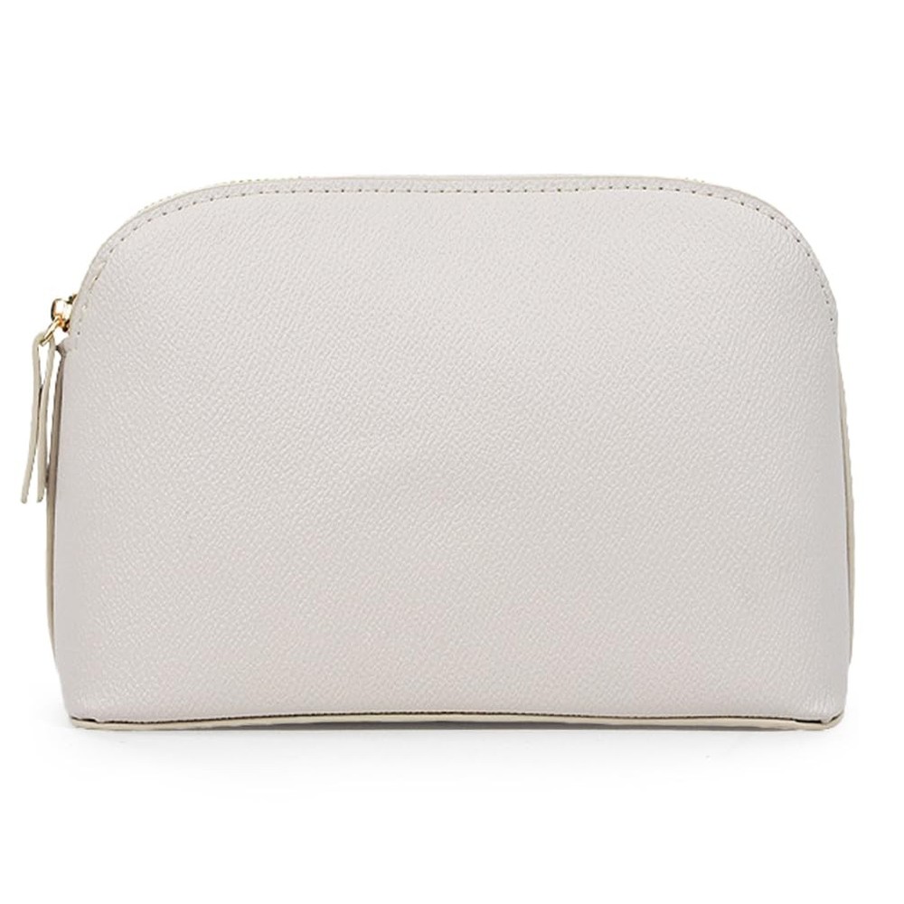 kamumanni Portable Makeup Bag for Women, Small Pu Leather Cosmetic Beige
