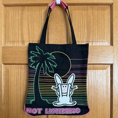 It’s Happy Bunny Jim Benton Y2K Authentic Vintage Not Listening Tote Bag