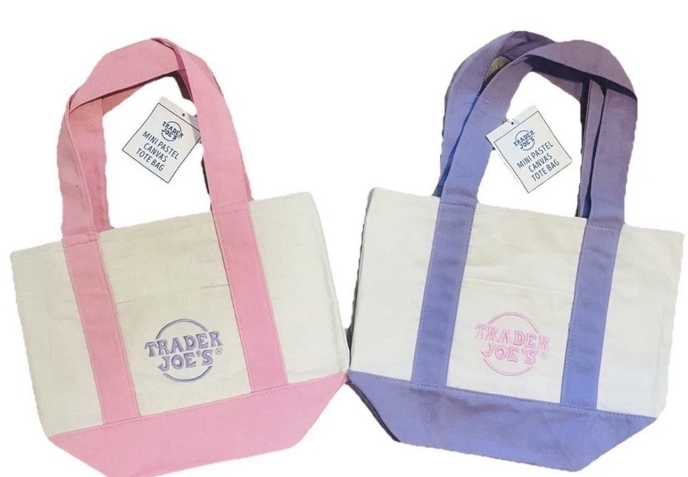 Trader Joe’s 2026 Mini Tote Bags Pastel Colors 2 Pack~💜🩷 Lavender/ Pink NEW