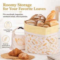 Beeswax Bread Bags for Sourdough, 2 Pack 17 x 13 Inch Reusable One Size, B