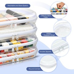 HQAUT Clear Hard Shell Zipper Case, 4 Pack Diaper Bag 4pcs-8*10inch,