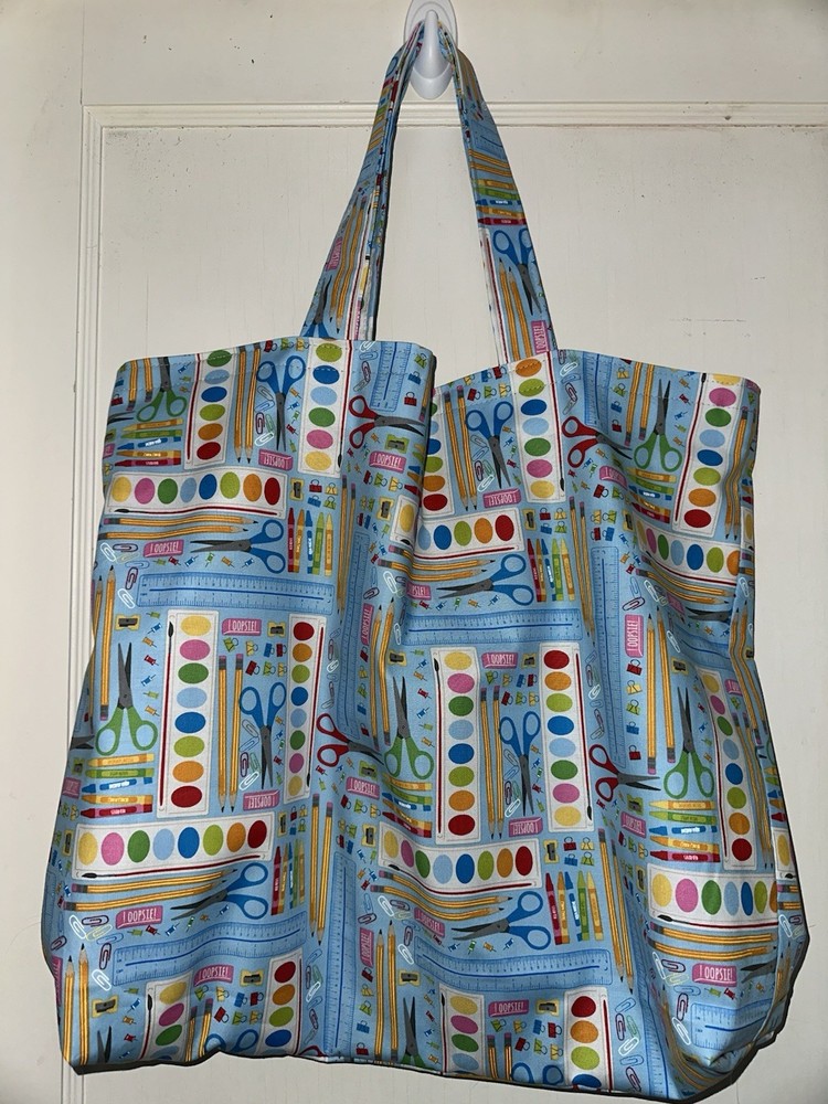 School Supplies Teacher Gift Handmade Reversible Washable Tote Bag Or Lap Top