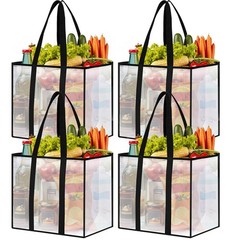 SmartTrends 4 Pack Reusable Grocery Bags, Heavy-Duty Shopping Bags with Sturd…
