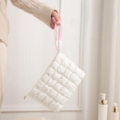 DOB SECHS Puffer Quilted Makeup Bag with 8.26 x 6.29 x 1.77 inches, Orange